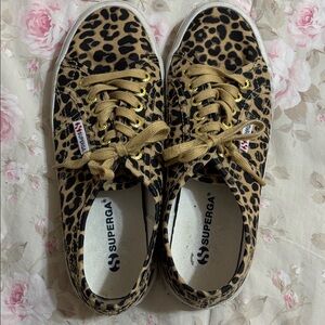 Superga Brown Leopard Print Sneakers